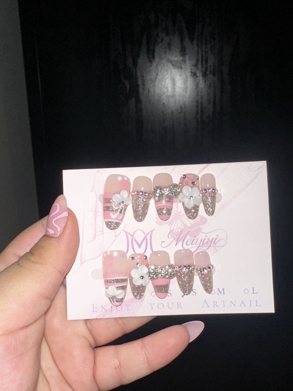 Pink & Glitter Press-On Nail Set